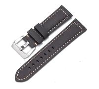 HAJMGUMC Ajuste for correa de reloj Fit For Panerai correa de cuero genuino for hombres y mujeres PAM111/441/312 cinturón de fábrica 20mm 22mm 24mm 26mm(Gray Silver,20mm)