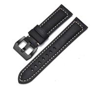 HAJMGUMC Ajuste for correa de reloj Fit For Panerai correa de cuero genuino for hombres y mujeres PAM111/441/312 cinturón de fábrica 20mm 22mm 24mm 26mm(Black Black,20mm)