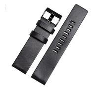 HAJMGUMC Correa de cuero de vaca apta for correa de reloj Fit For DIESEL apta for DZ7312 | DZ4323 | DZ7257 Con correa con hebilla de acero inoxidable 24 26 27 28 Bandas de 30 mm(Black black,30mm)