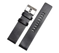 HAJMGUMC Correa de cuero de vaca apta for correa de reloj Fit For DIESEL apta for DZ7312 | DZ4323 | DZ7257 Con correa con hebilla de acero inoxidable 24 26 27 28 Bandas de 30 mm(Black silver,26mm)