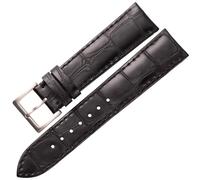 HAJMGUMC Correa de cuero genuino, accesorios for reloj, correas de reloj hechas a mano, 18mm, 19mm, 20mm, 22mm, color marrón claro y negro(Black,20mm)