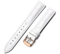 HAJMGUMC Correa de reloj Correa de cuero 18 mm 20 mm 22 mm accesorios de reloj correas de reloj con hebilla de oro negro(White-RG,18mm)