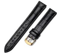 HAJMGUMC Correa de reloj Correa de cuero 18 mm 20 mm 22 mm accesorios de reloj correas de reloj con hebilla de oro negro(Black-G,24mm)