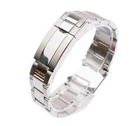 HAJMGUMC Correa de reloj de 20mm y 21mm apta Fit For Rolex SUBMARINER DAYTONA, correa de reloj con cierre plegable, accesorios de pulsera de reloj de acero inoxidable 904L(Bright silver,21mm)