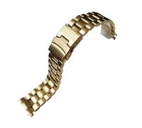 HAJMGUMC Correa de reloj de acero inoxidable, color plateado y negro, 18mm, 20mm, 22mm y 24mm, pulsera de repuesto de pulsera de Metal con extremo curvo recto(Gold,18mm)