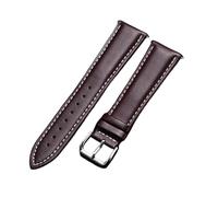 HAJMGUMC Correa de reloj de cuero, correa de reloj de Material suave, correa de muñeca de 18mm, 20mm, 22mm y 24mm con hebilla plateada de acero inoxidable(Brown(white line),22mm)