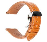 HAJMGUMC Correa de reloj de cuero de vaca auténtico, correa de reloj de liberación rápida, pulseras, cinturón, hebilla de mariposa negra y marrón, repuesto de 18-24mm(LB Butterfly S,21mm)