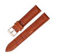 HAJMGUMC Correa de reloj de cuero de vaca, correa de cuero de repuesto, hebilla de oro rosa, correa de reloj negra y marrón(Light-Brown Rosegold,21mm)