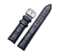HAJMGUMC Correa de reloj de cuero de vaca, correa de cuero de repuesto, hebilla de oro rosa, correa de reloj negra y marrón(Black Silver,18mm)