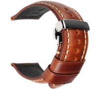 HAJMGUMC Correa de reloj de cuero de vaca, repuesto de hebilla de mariposa, 18mm, 20mm, 22mm y 24mm(Light Brown S,19mm)