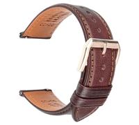 HAJMGUMC Correa de reloj de cuero genuino, correa de reloj de piel de vaca negra y marrón de 18mm, 20mm y 22mm, correa de reloj de piel de becerro de grano completo de liberación rápida(Dark Brown RG,