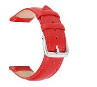HAJMGUMC Correa de reloj de cuero genuino de 14mm, 16mm, 18mm, 20mm y 22mm, correas de reloj de piel de becerro púrpura, accesorios for reloj de mujer(Red,22mm)