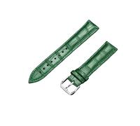 HAJMGUMC Correa de reloj de cuero genuino for mujer, pulsera de correas de cuero en relieve, 14mm, 16mm, 18mm, 20mm, 22mm y 24mm, color blanco, rojo y azul(Green,16mm)