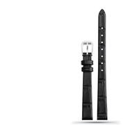 HAJMGUMC Correa de reloj de cuero Geunine suave for mujer, correa de 6mm, 8mm, 10mm, 12mm, 14mm, tamaño pequeño, ancho, primera capa, correas de reloj de piel de vaca(B black silver,12mm)