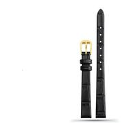 HAJMGUMC Correa de reloj de cuero Geunine suave for mujer, correa de 6mm, 8mm, 10mm, 12mm, 14mm, tamaño pequeño, ancho, primera capa, correas de reloj de piel de vaca(B black gold,12mm)