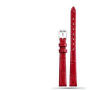 HAJMGUMC Correa de reloj de cuero Geunine suave for mujer, correa de 6mm, 8mm, 10mm, 12mm, 14mm, tamaño pequeño, ancho, primera capa, correas de reloj de piel de vaca(B red silver,10mm)