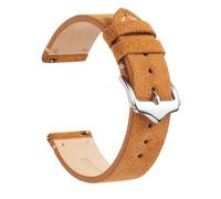 HAJMGUMC Correa de reloj de gamuza suave Vintage, correa de muñeca con costuras hechas a mano de liberación rápida, correas de reloj de cuero de 18mm, 20mm y 22mm for hombres y mujeres(Light brown,18m