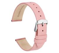HAJMGUMC Correa de reloj elegante de cuero genuino, correas de repuesto de 8mm, 10mm, 12mm, 14mm, 16mm, 18mm, 20mm y 22mm, pulsera for mujer(Light Pink-Silver,16mm)