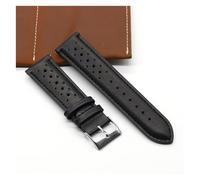 HAJMGUMC Correa de reloj hecha a mano 18 mm 19 mm 20 mm 22 mm Correa de cuero Negro Marrón Azul Correas de reloj porosas transpirables(Black bk line,19mm)