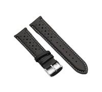 HAJMGUMC Correa de reloj hecha a mano 18 mm 19 mm 20 mm 22 mm Correa de cuero Negro Marrón Azul Correas de reloj porosas transpirables(Black wh line,19mm)