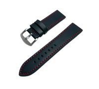 HAJMGUMC Correa de reloj Vintage marrón claro de 18mm, 20mm, 22mm y 24mm, correa de cuero PU, hebilla de acero inoxidable, cierre, accesorios for reloj(Black and Red,24mm)