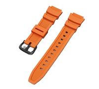 HAJMGUMC Correa de silicona negra de 18mm compatible con Fit For Casio AE-1000w AQ-S810W SGW-400H SGW-300H correa de reloj de goma con hebilla(Orange Black buckle)