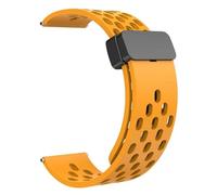 HAJMGUMC Correa Magnética De Silicona Con Orificio De 20 Y 22 Mm Fit For Samsung Galaxy Watch 6 5 4 Classic Fit For Huawei GT4 3 GT2 Pro Fit For Garmin Vivoactive 4s 3s(A14-Official Yellow,20mm)