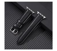 HAJMGUMC Correas de cuero genuino aptas Fit For Apple Watch 8 7 6 5 4 SE correas de reloj de cuero de vaca de negocios aptas for cinturones iwatch 49mm(Black- silver)