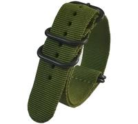 HAJMGUMC Correas de reloj con hebilla negra for hombre y mujer, correa de nailon de 18mm, 20mm, 22mm y 24mm, hebilla de anillo(Army Green,18mm)