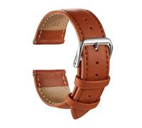 HAJMGUMC Correas de reloj de cuero de piel de becerro, repuesto de correas de reloj de 18mm, 20mm, 22mm y 24mm, accesorios for reloj, correa de reloj suave for hombres y mujeres(Light Brown,18mm)