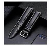 HAJMGUMC Correas de reloj de cuero genuino 16/18/20/22/24mm reloj con hebilla de acero correa de muñeca pulsera + herramienta(Black(while line),20mm)