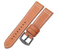 HAJMGUMC Correas de reloj de cuero genuino, correa de reloj de piel de vaca negra, azul, gris y marrón for pulsera Fit For Galaxy, mujeres y hombres de 18, 20mm, 22mm y 24mm(Brown black buckle,22mm)