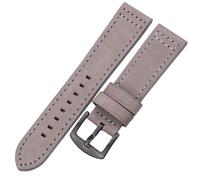HAJMGUMC Correas de reloj de cuero genuino, correa de reloj de piel de vaca negra, azul, gris y marrón for pulsera Fit For Galaxy, mujeres y hombres de 18, 20mm, 22mm y 24mm(Gray black buckle,20mm)