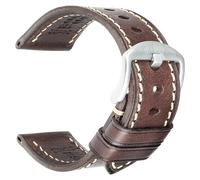 HAJMGUMC Correas de reloj de cuero genuino Vintage de calidad, correa de reloj con hebilla de acero for correa de reloj inteligente de 18mm 20mm 22mm(Coffee S,22mm)