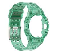 HAJMGUMC Funda + correa de 20mm compatible con Fit For Samsung Galaxy Watch 6, 44mm, 40mm, 5, 4, 4, pulsera transparente clásica de silicona de 46mm, Galaxy Watch 6(Transparent Green,4 Classic46mm)