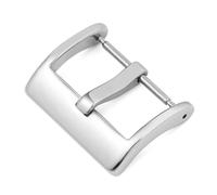 HAJMGUMC Hebilla de correa de acero inoxidable 304 de 16/18/20/22mm, hebilla de correa de reloj sólida mate/pulida, hebilla de pulsera de silicona de cuero + pines(Polished-Silver,18mm)