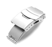 HAJMGUMC Hebilla de reloj apta Fit For Seiko 304, acero inoxidable, estilo buceo, cierre desplegable plegable, correa de reloj de 18mm, 20mm, 22mm y 24mm, botón de doble clic(Silver no logo,22mm)