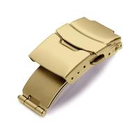 HAJMGUMC Hebilla de reloj apta Fit For Seiko 304, acero inoxidable, estilo buceo, cierre desplegable plegable, correa de reloj de 18mm, 20mm, 22mm y 24mm, botón de doble clic(Gold no logo,24mm)