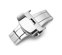 HAJMGUMC Hebillas de correa de reloj, 10mm, 12mm, 14mm, 16mm, 20mm, 22mm, 24mm, hebilla de mariposa de acero inoxidable, cierre de correas de reloj con botón pulido(Silver,18mm)