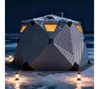 HajMyrdonyx Tienda Pesca En Hielo Instantánea Y Plegable, Aislada, Forma Hexagonal, Tejido 420d, para Pesca Invierno. Refugio Portátil para Pesca En Hielo con Capacidad para 5-6 Personas Grey