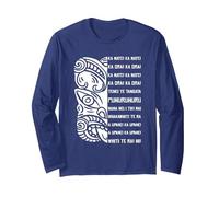 Haka Nueva Zelanda Old Black Maori New Zealand NZ Fan Rugby Manga Larga, Unisex para Adultos, Azul Marino, S