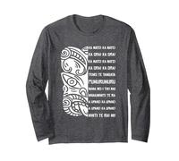 Haka Nueva Zelanda Old Black Maori New Zealand NZ Fan Rugby Manga Larga, Unisex para Adultos, Jaspeado Oscuro, L