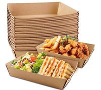 HAKACC 6.3" Extra Kraft Paper Food Tray Brown 50 PCS