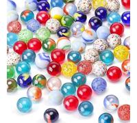 HAKACC 80 Canicas de Cristal Pequeñas, Juego de Canicas, 16 mm, Coloridas para Máquina de Juegos, Decoración de Plantas, Pista de Canicas