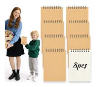 HAKACC Bloc de notas A6 cuadriculado, 8 unidades de cuaderno de espiral pequeño, 80 hojas por bloc, cuaderno de papel a cuadros separable para escuela, oficina, regalo para niños