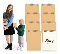 HAKACC Bloc de notas A6 punteado, 8 unidades de cuaderno de espiral pequeño, 80 hojas por bloc, papel de puntos, diario arrancable para escuela, oficina, niños, regalo