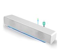 Hakeeta Mini USB portátil Barra de Sonido con Cable Reproductor de música Bass Surround Altavoz Soundbox con Conector de Audio de 3.5 mm para computadora de Escritorio, Laptop, TV(Blanco)