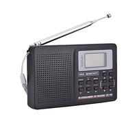 Hakeeta Receptor de Radio Portátil de Banda Completa FM/Am/SW/LW/TV Con Reloj Despertador y Conexión Micro USB - Auriculares Incluidos (Valor de Paso 9k)