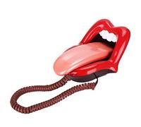 Hakeeta Teléfono con Cable, teléfono Fijo Multifuncional Mesa de Escritorio Rojo Forma de Lengua Grande Decoración Divertida Teléfono Regalo para niños con función de Almacenamiento de números.