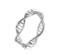 Hakfeeo Women's Stainless Steel DNA Ring, Chemistry Science Molecule Helix Twist Band